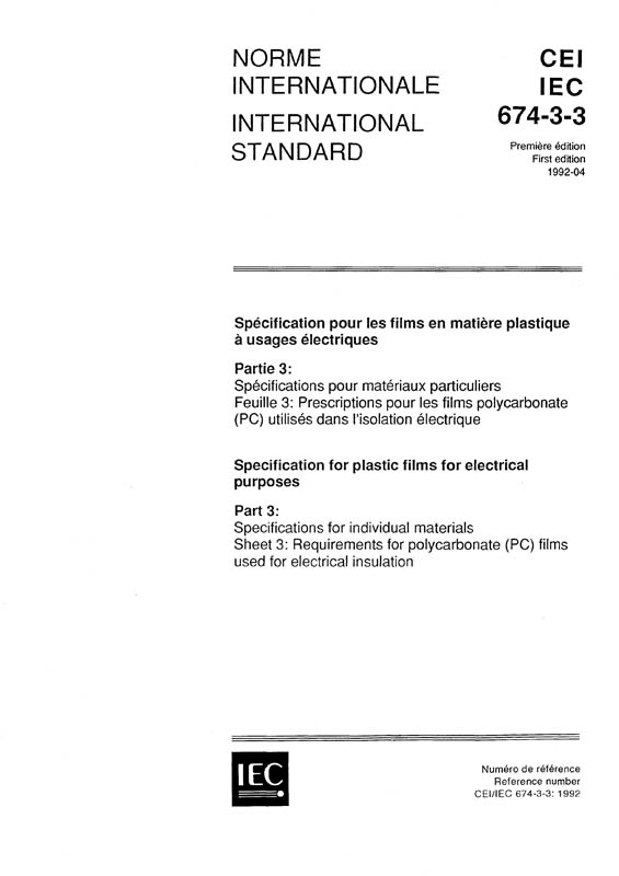Cover IEC 60674-3-3:1992